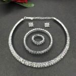 Stunning Diamond Stone Necklace + Earrings + Ring +Bracelet-1